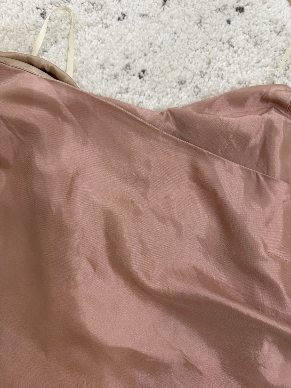 Alexia Admor Blush Satin Strapless Ruched Lined Sheath Knee Dress Size M