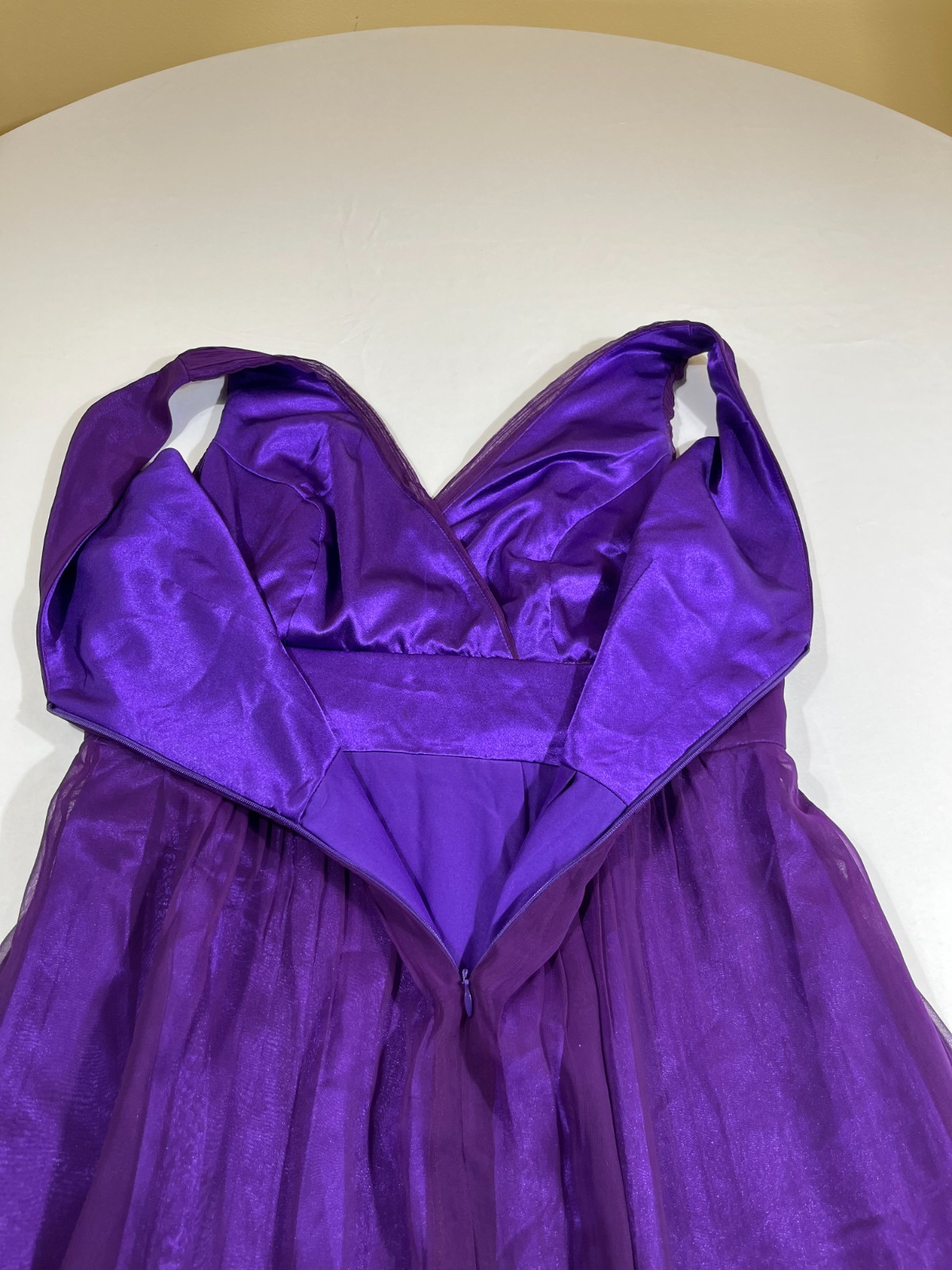 Deep Purple Chiffon Maxi Dress Ruched V Neck Evening Gown Whimsygoth Prom 15.5