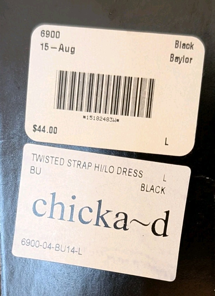 Chicka-D Mini Hi/Lo Black Twisted Strap Dress Baylor University BU Bedazzled NWT