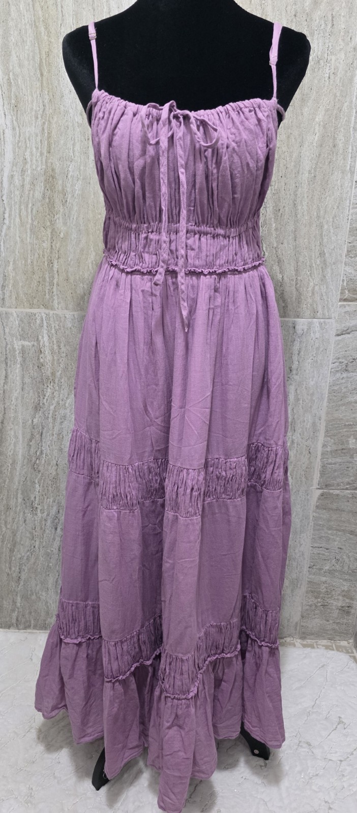 Free People Taking Sides Purple Maxi Dress Tie Back Strap XL