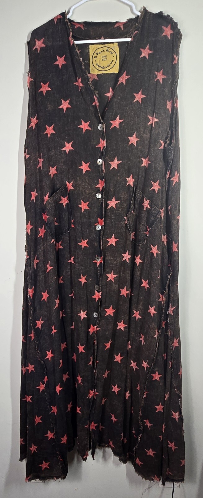 A RARE BIRD Woman Star Pattern Sleeveless Button Dress Distressed One size