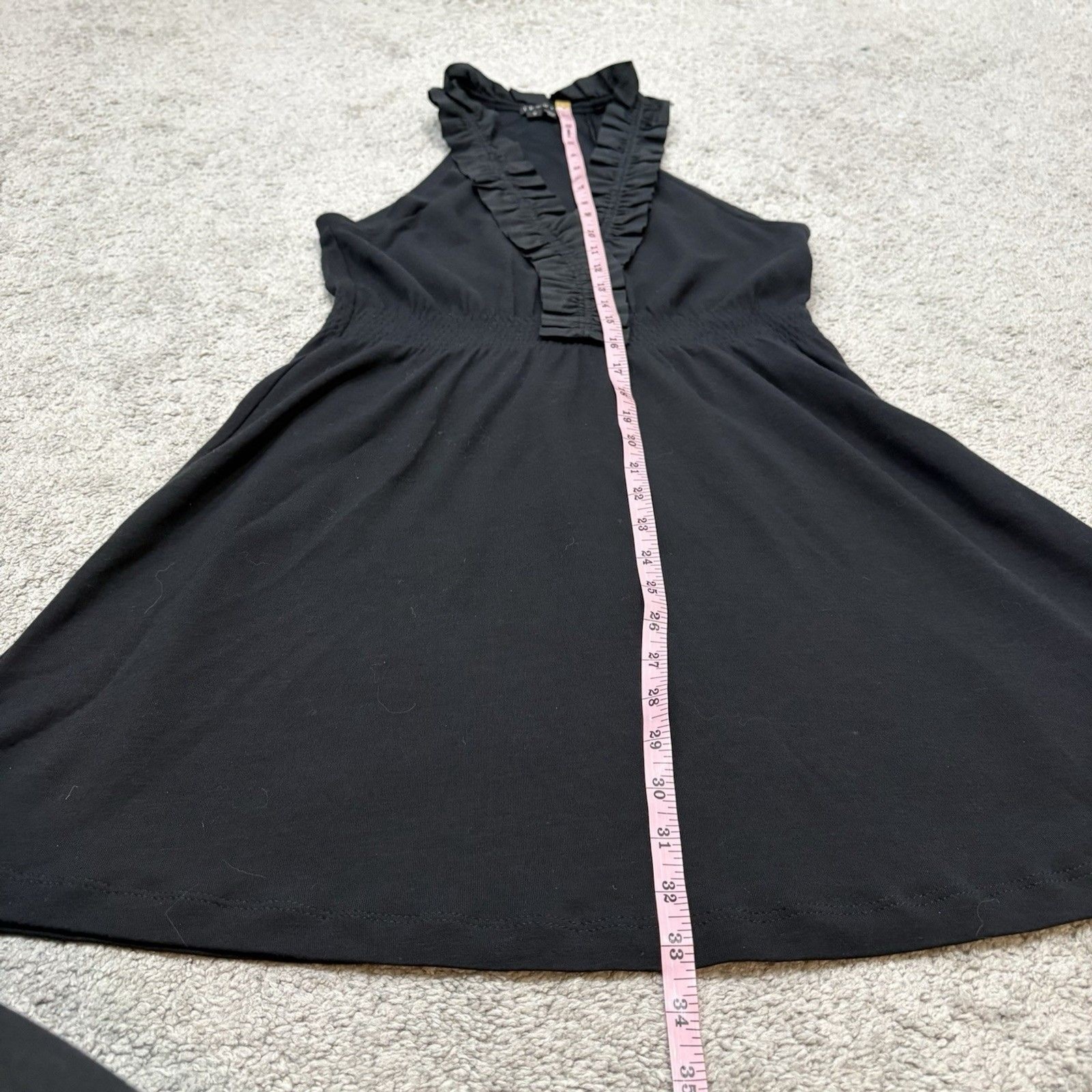 Theory Black Lavene Ruffle Neck Halter Dress Wool Blend Size S