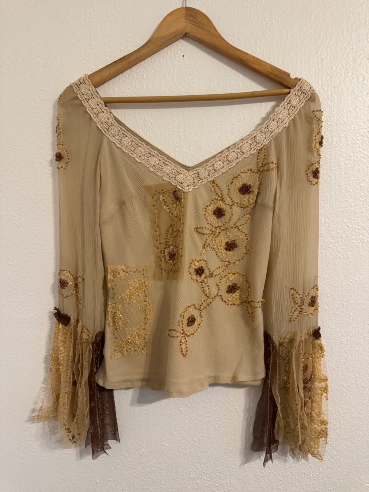 Sue Wong nocturne rare 100% silk 2 piece set beaded embroidery