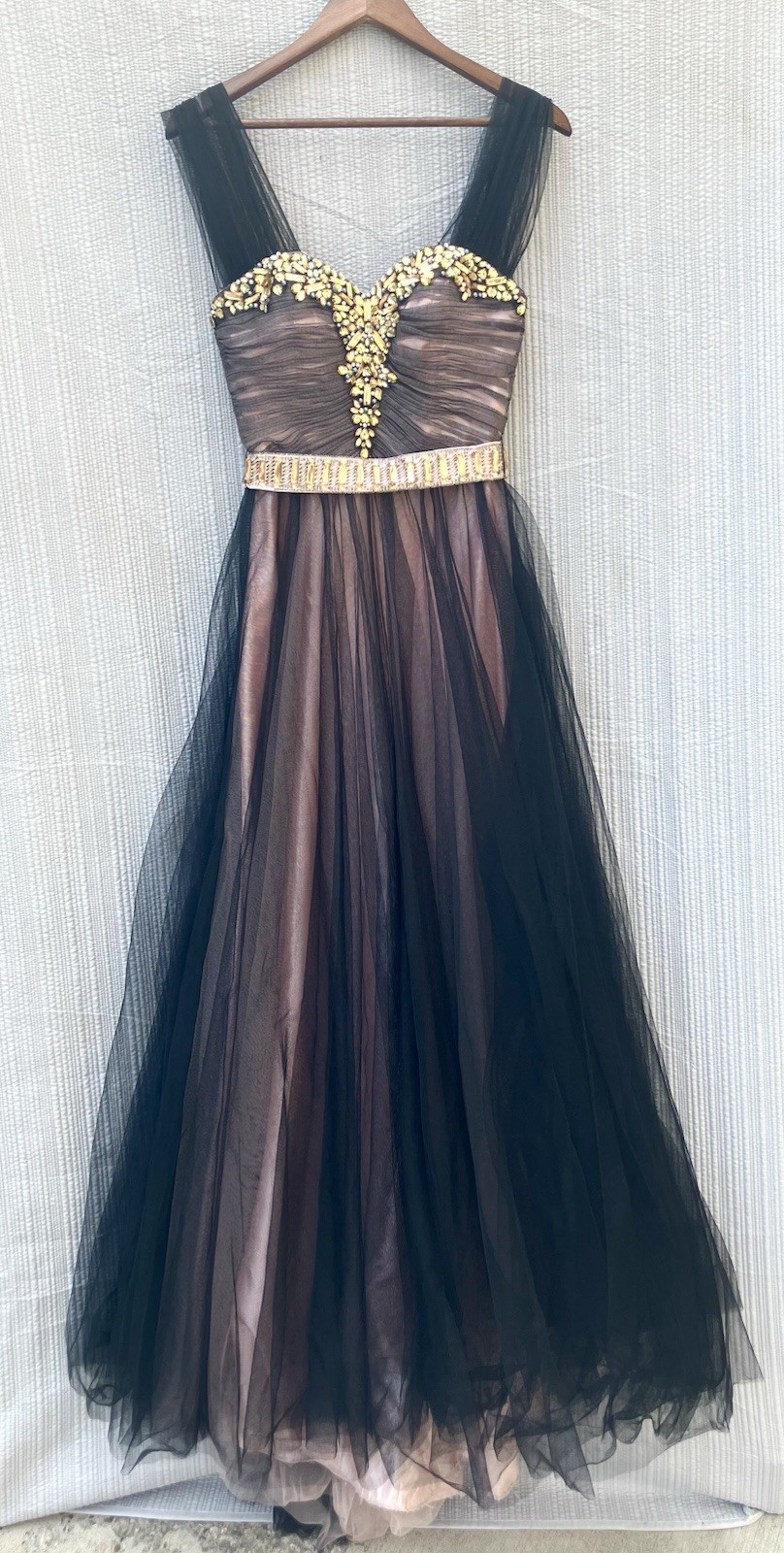 Royal Queen Beaded Satin Tulle Prom Dress Sz 4 Whimsygoth Romantic Fairy Grunge