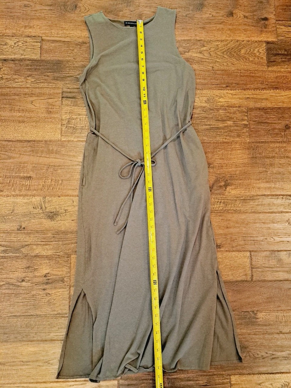 Midi Dress With Pockets Denver Hayes Tie Waist Army Green Tshirt Womens Sz M