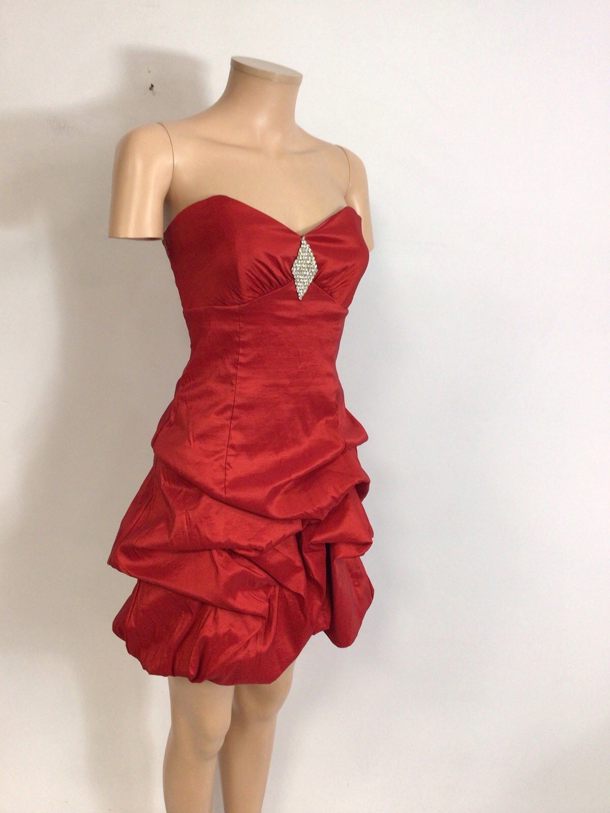 Gunne Sax for Jessica McClintock Red Cocktail Dress Strapless Party Womens 7