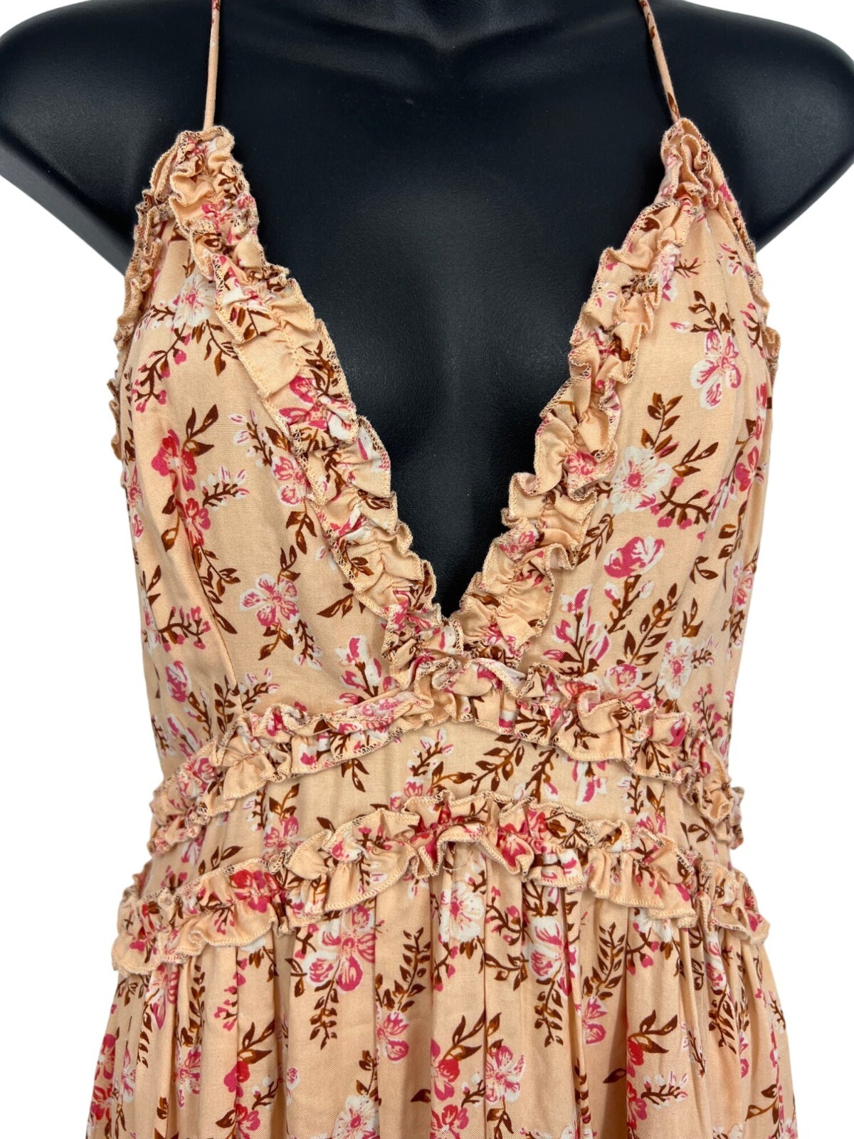 Saints & Secrets Womens Dress Size Medium Orange Floral Midi Shift Ruffle New