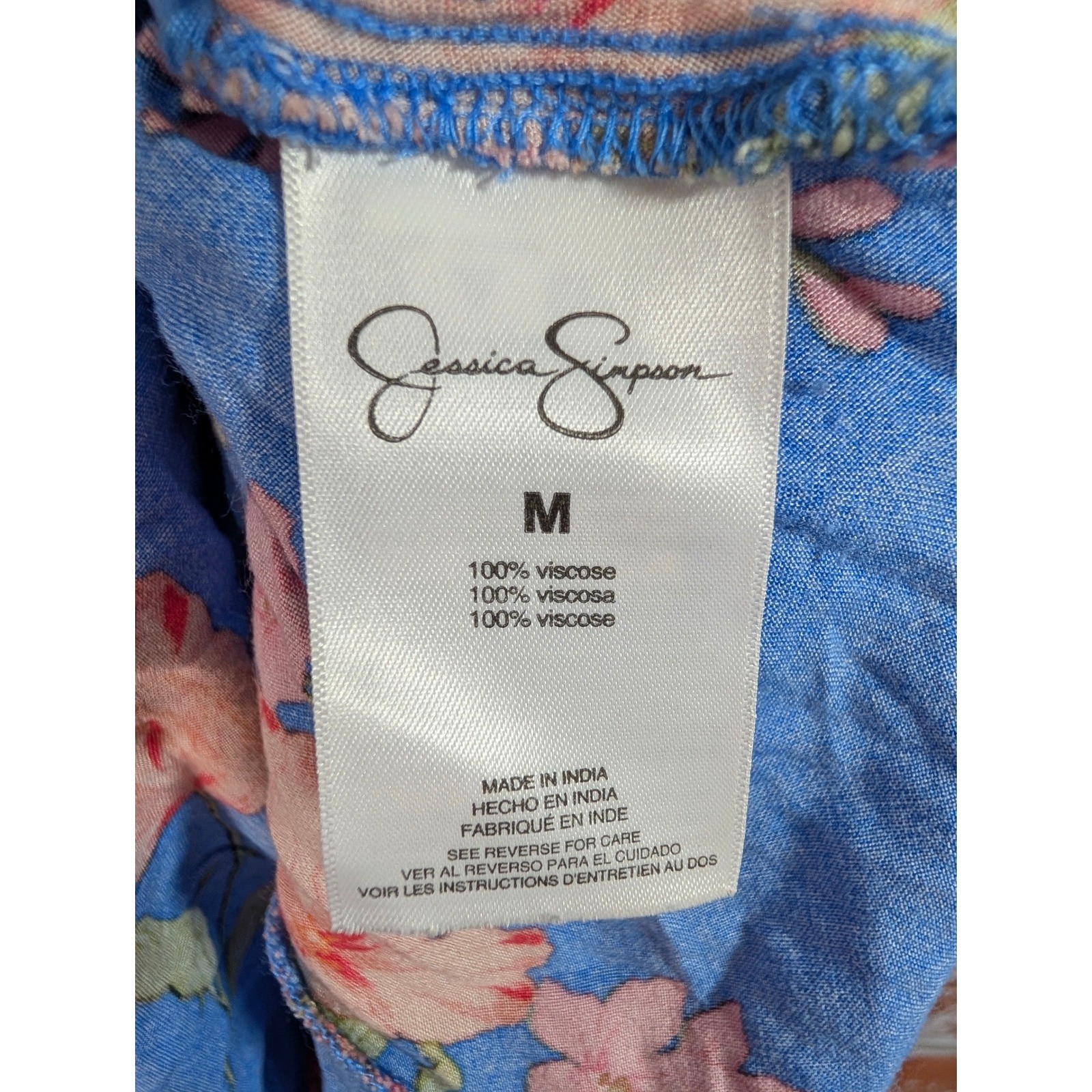 Jessica Simpson Maxi Dress Womens Medium Blue Floral Ruffle Tiered Boho