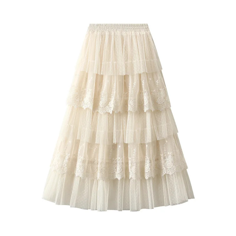 Women’s High Waisted Slimming Sand Cake Skirt, Half Skirt, High-End Feeling Gauz