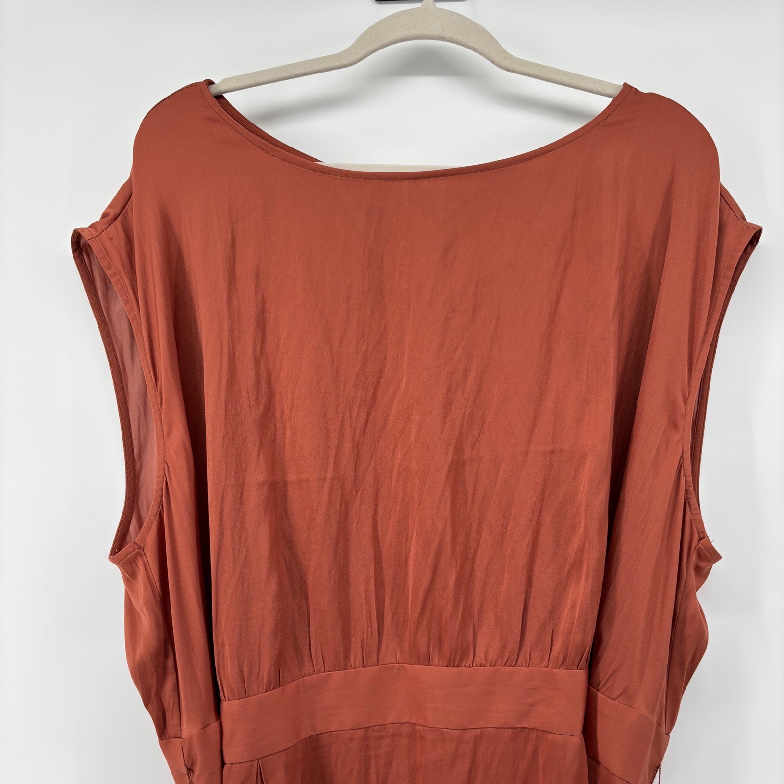 LOFT Plus Rust Terracotta Sleeveless Fit & Flare Dress with Waist Tie 26 NWT