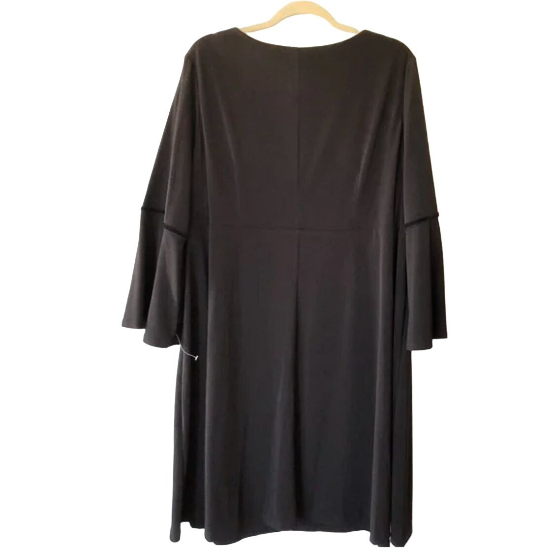 Size 14 Black Criss-Cross Bell Sleeve Skater Dress Day/Evening All-Season Party