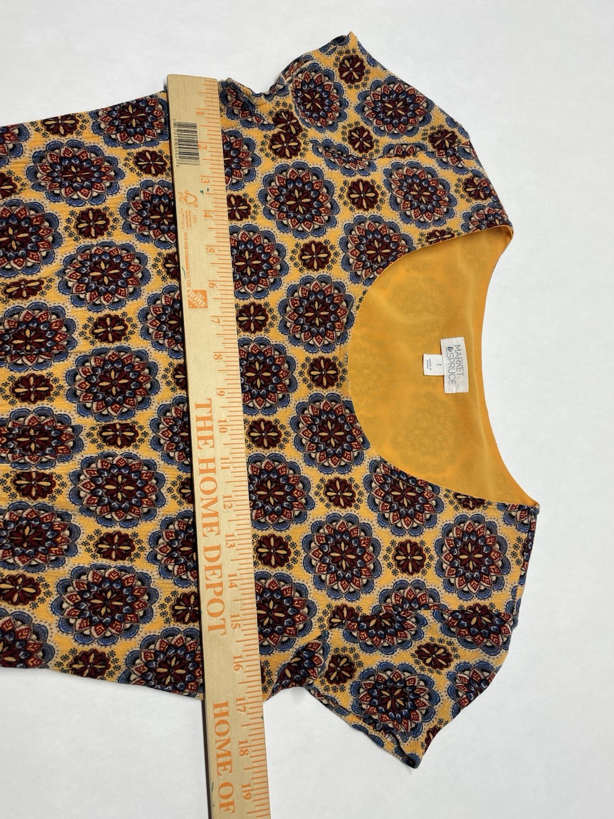 Golden Yellow Metallic Embroidered Mandala Dress Sz S Boho Funky Artsy Festival