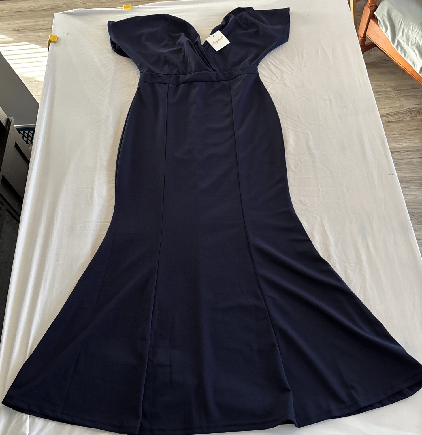 Sexycherry, Navy Blue, Formal Dress Mermaid Solid Evening Gown, Sz M/L Glamorous