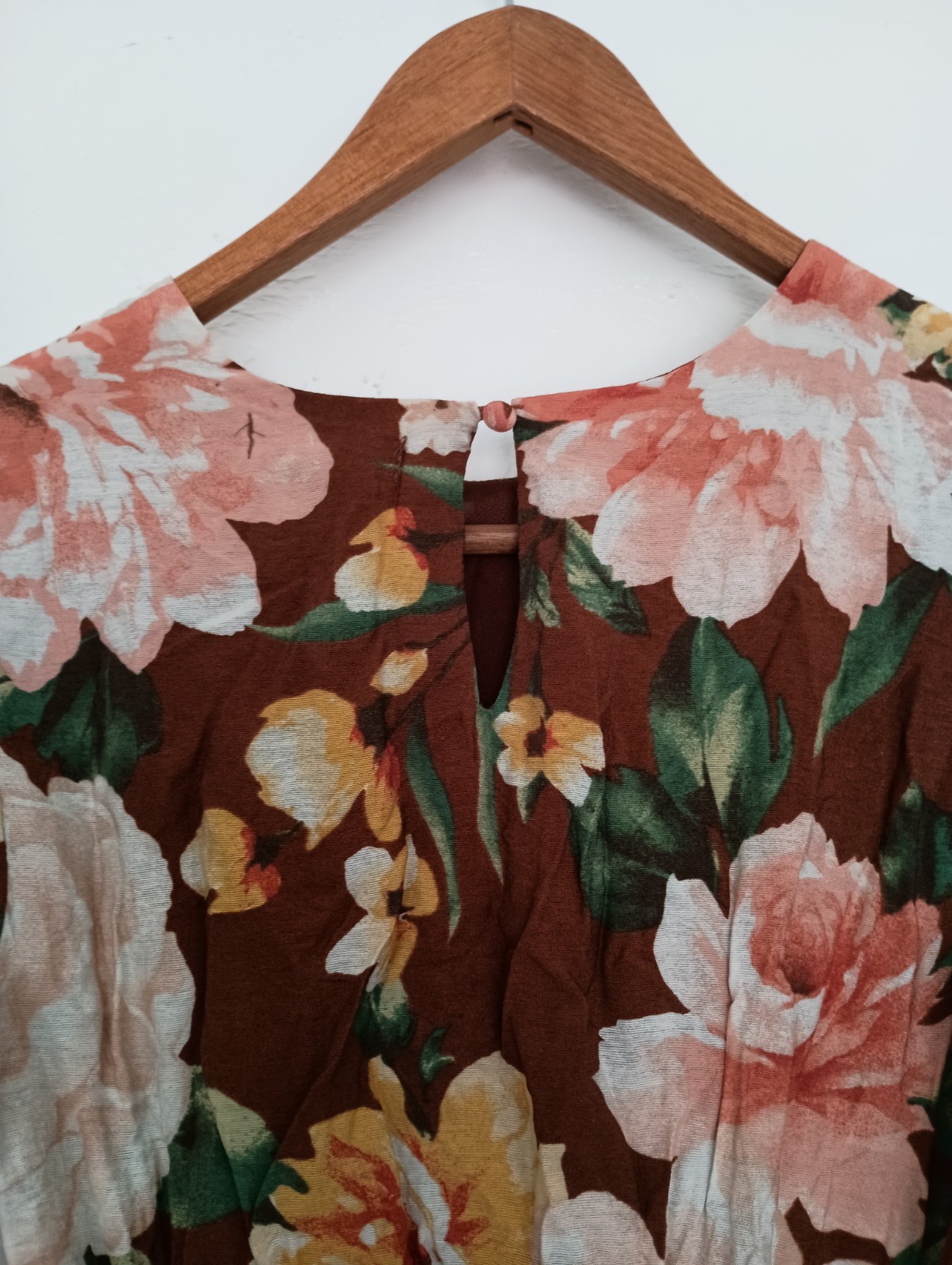 Anthro by the River Floral Puff Sleeve Cut-Out Midi Dress S Regular A-Line Maxi