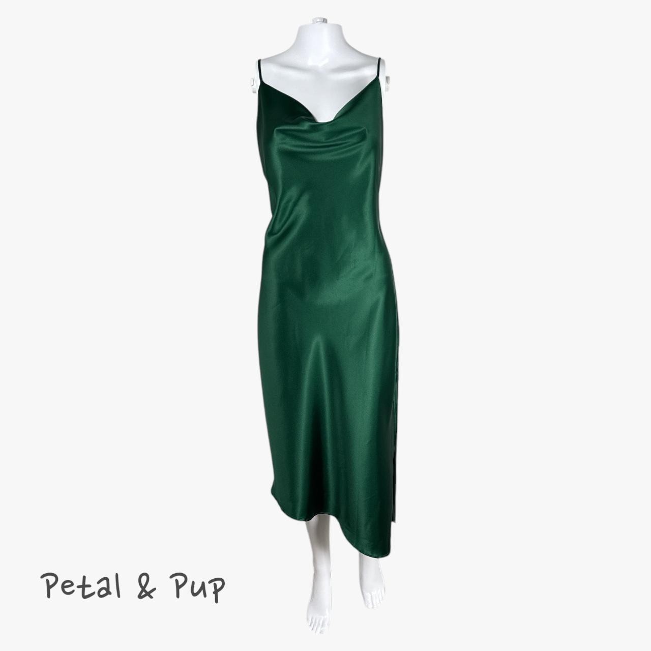 Petal & Pup Women’s Cypress Satin Midi Dress in Emerald Size 8