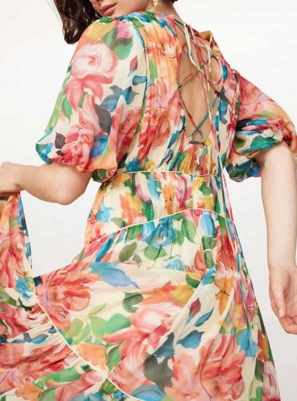 ONE33 SOCIAL puff sleeve Floral maxi Gown dress in floral Sz 12