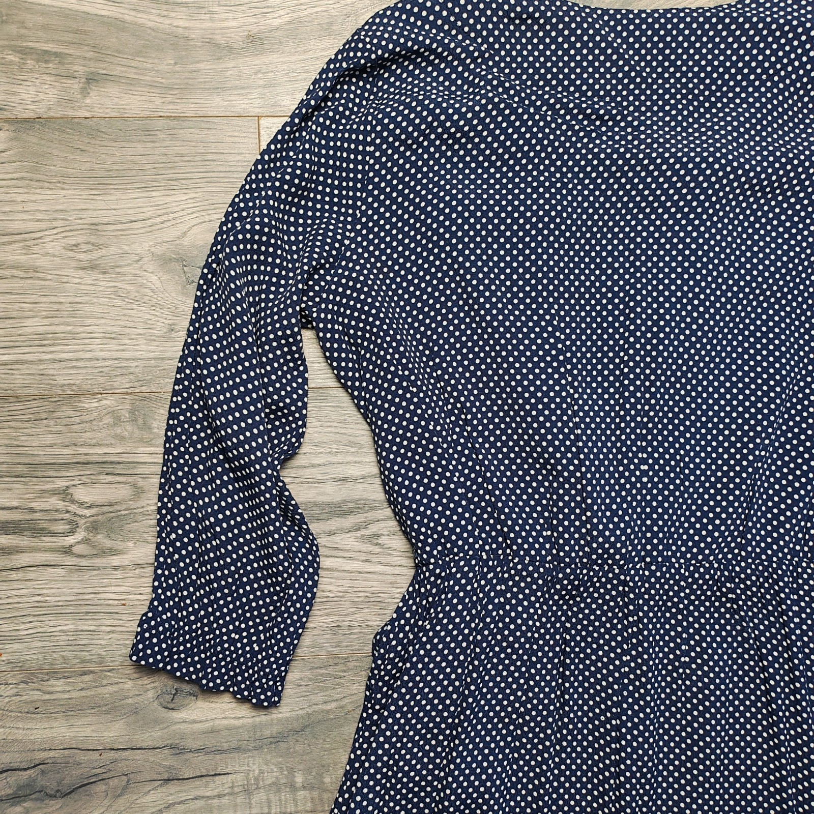 Joules ‘Chloe’ Ankle Length Dress Women’s Size UK 14 Faux Wrap Spotty Navy