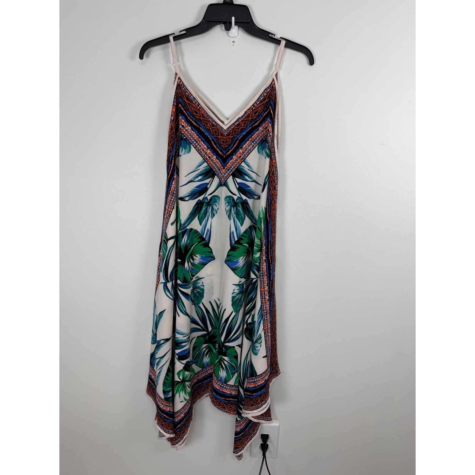 Flying Tomato Womens Tropical Palm Print Handkerchief tribal Dress Medium 16872