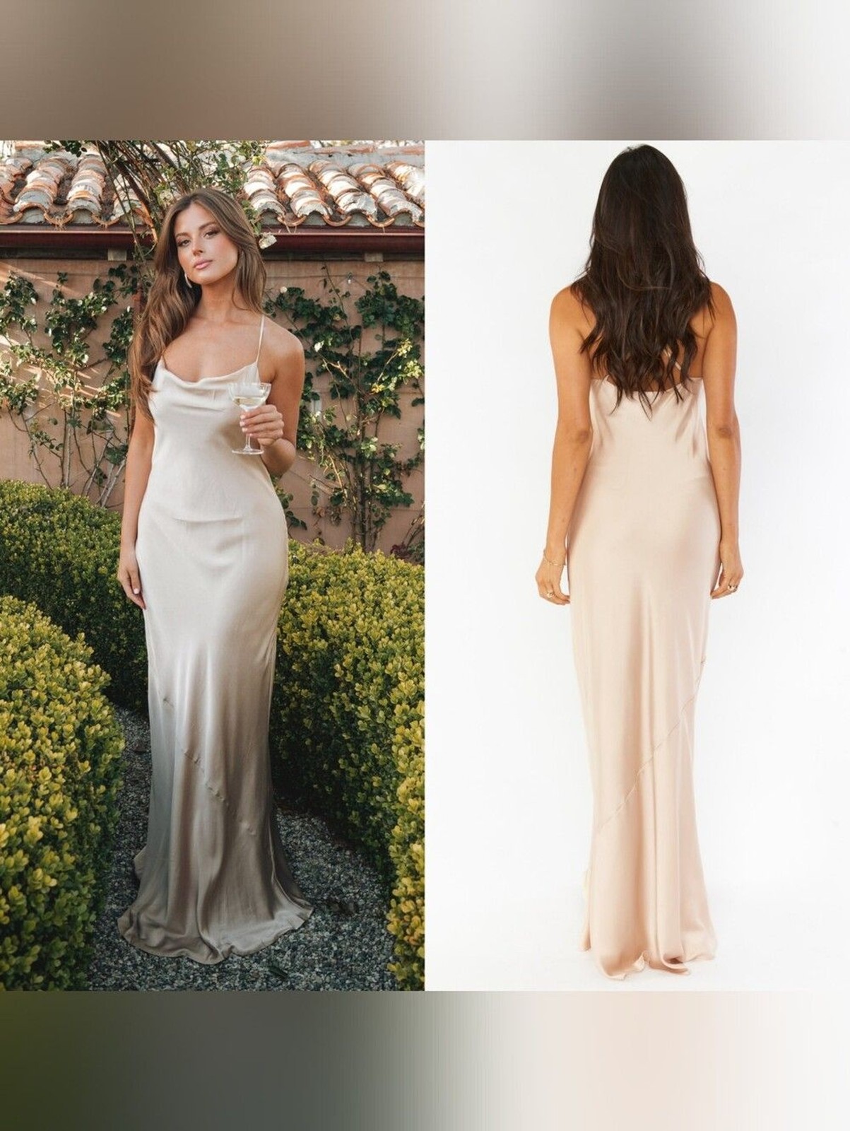 Show Me Your MuMu Tuscany Maxi Slip Champagne Luxe Satin Dress S Wedding Party
