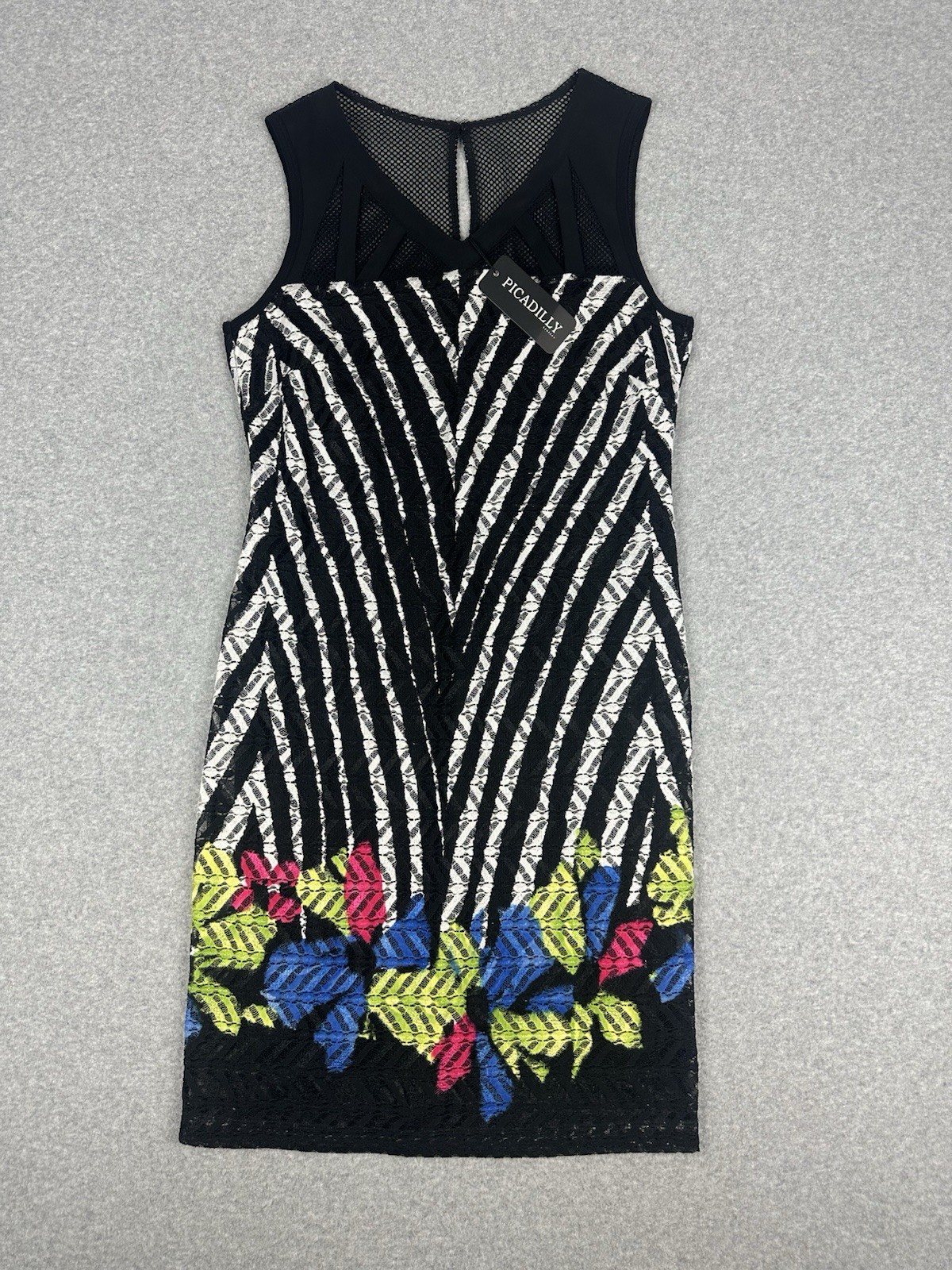 Piccadilly Canada Women’s Sleeveless Lace Dress Size S Rainbow Lined