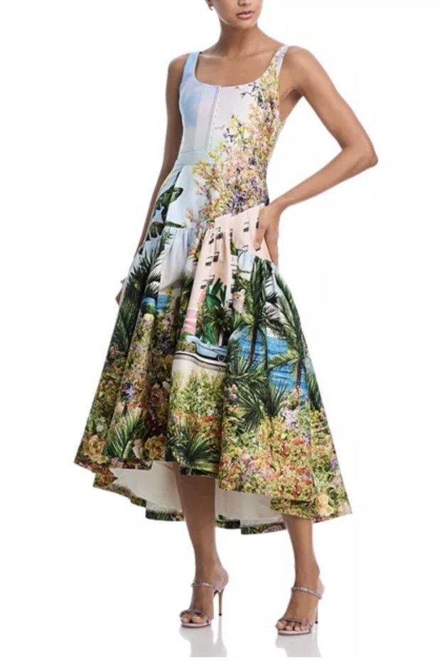 Alice & Olivia Diana Midi Dress California Love Collection Easy Luxury US 8 NWT