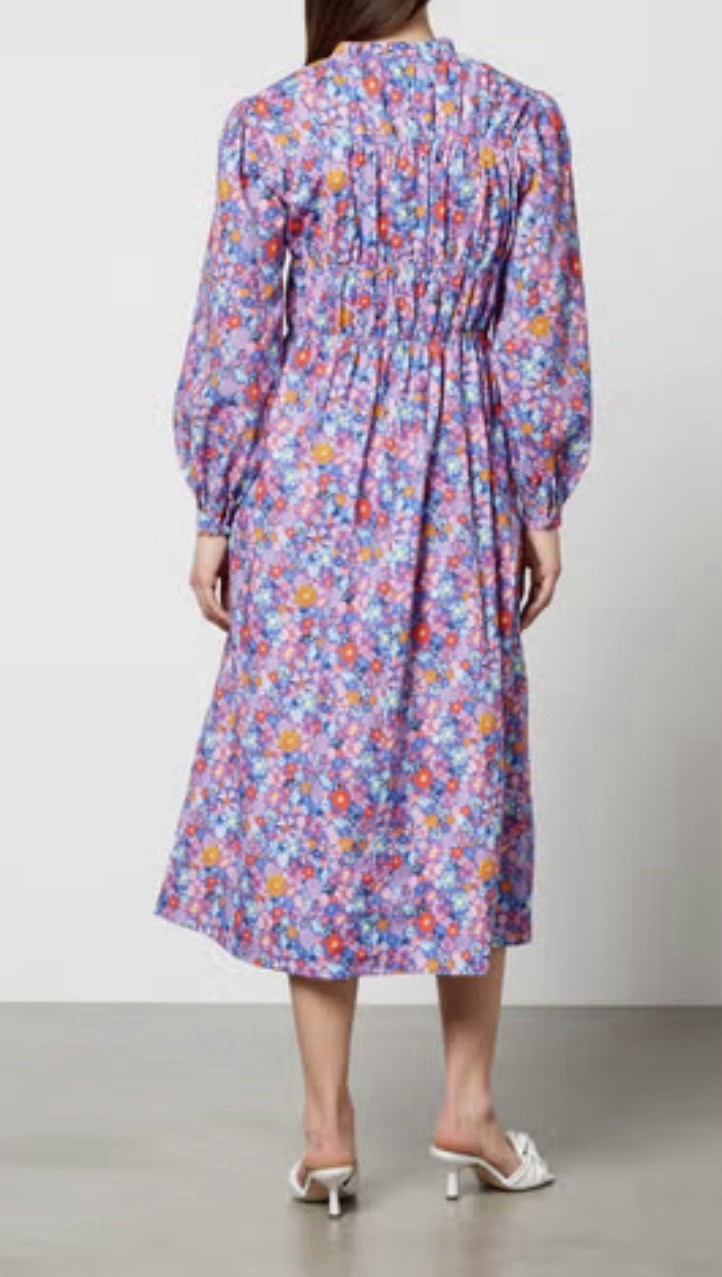New Olivia Rubin Tammy Blue Mini Floral Cotton Midi Dress,UK 12