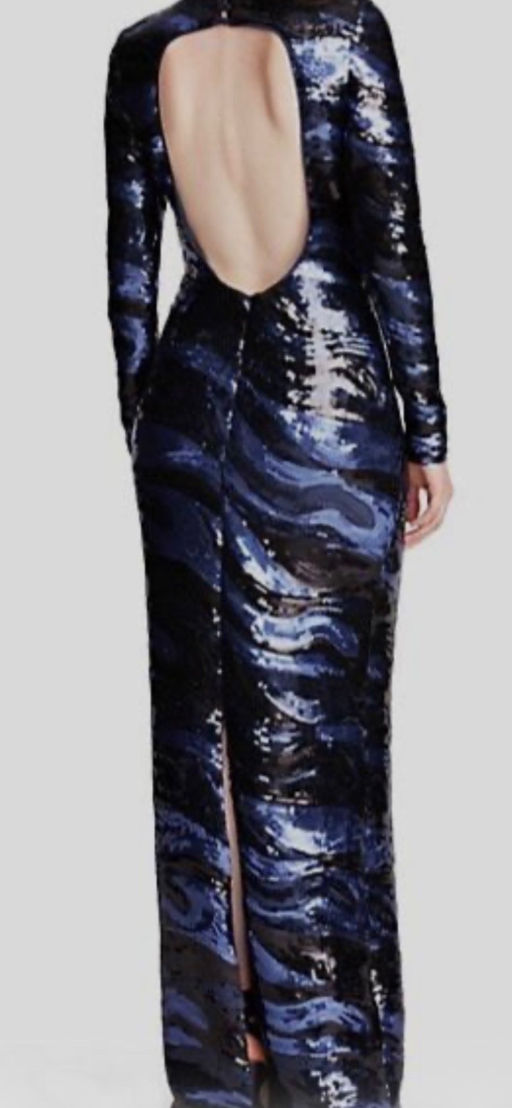Beautiful Halston Whitney Open Back Sequin Gown Retail $695