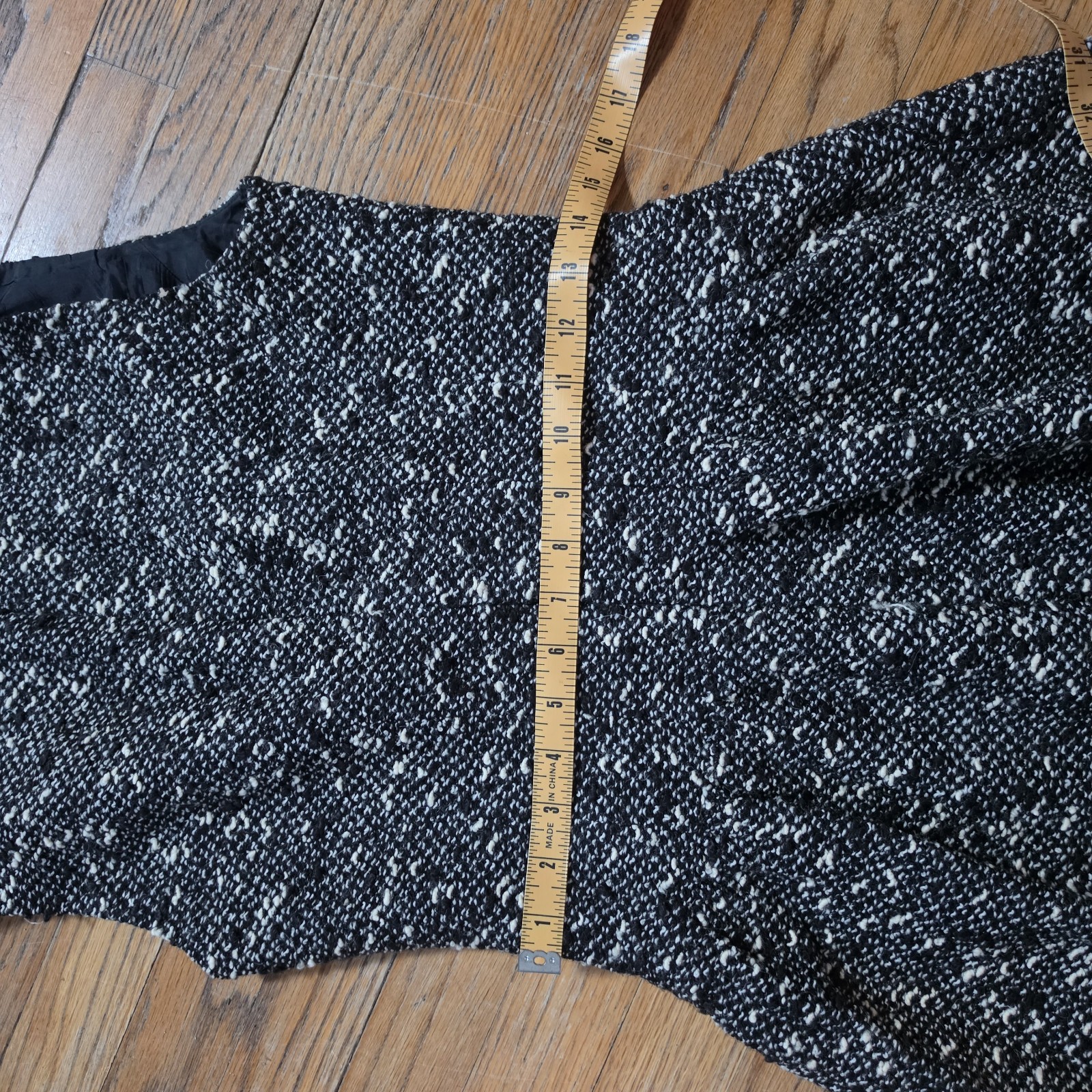 Nanette Lepore Tweed A-Line Sleeveless Dress Lined Ruffle Scoop Black/White 4