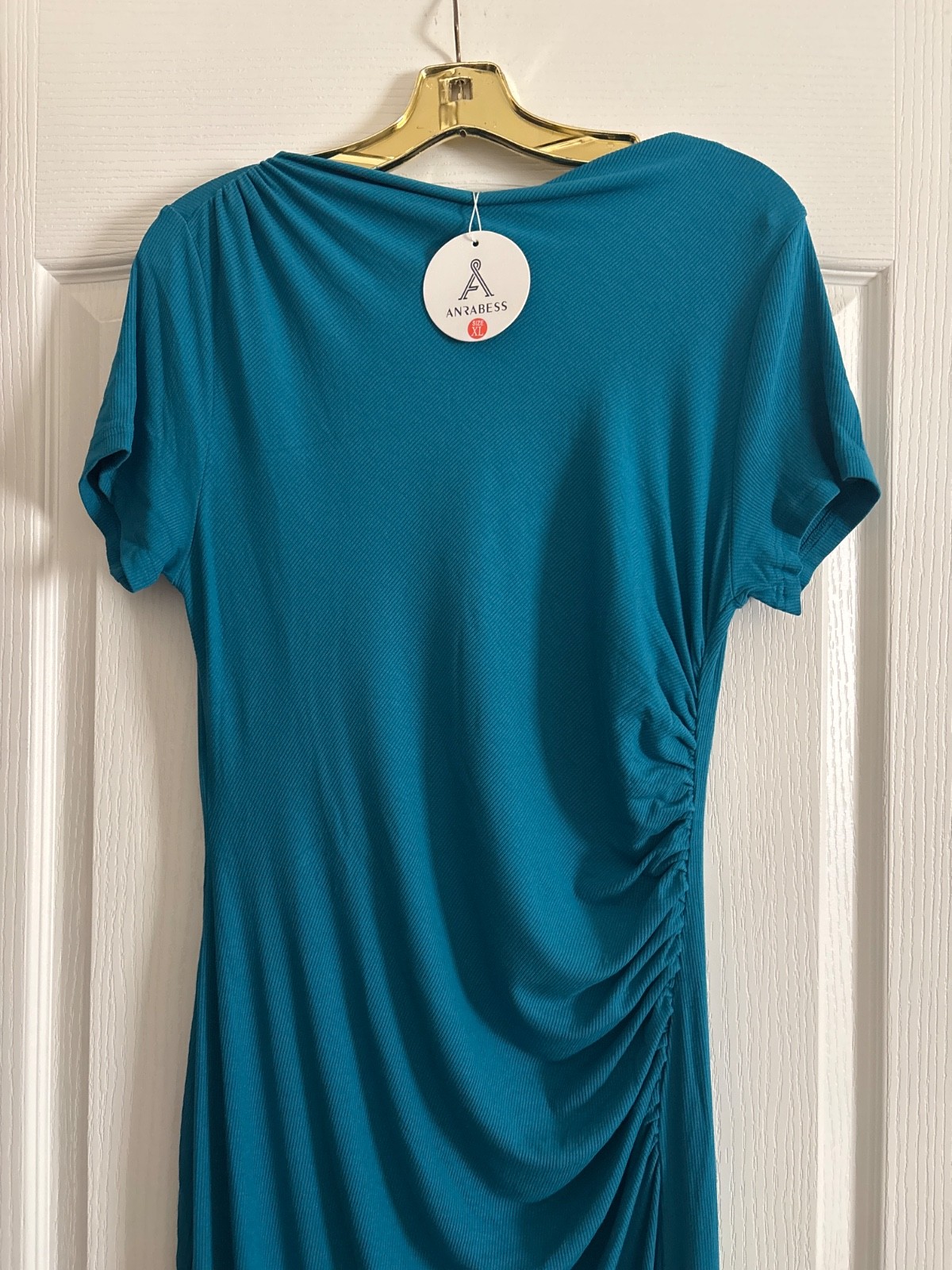 Anrabess maxi dress with ruching, teal size XL