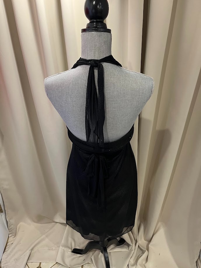 Speechless Black Halter Backless Cocktail Dress with Rhinestone Buckle Size L