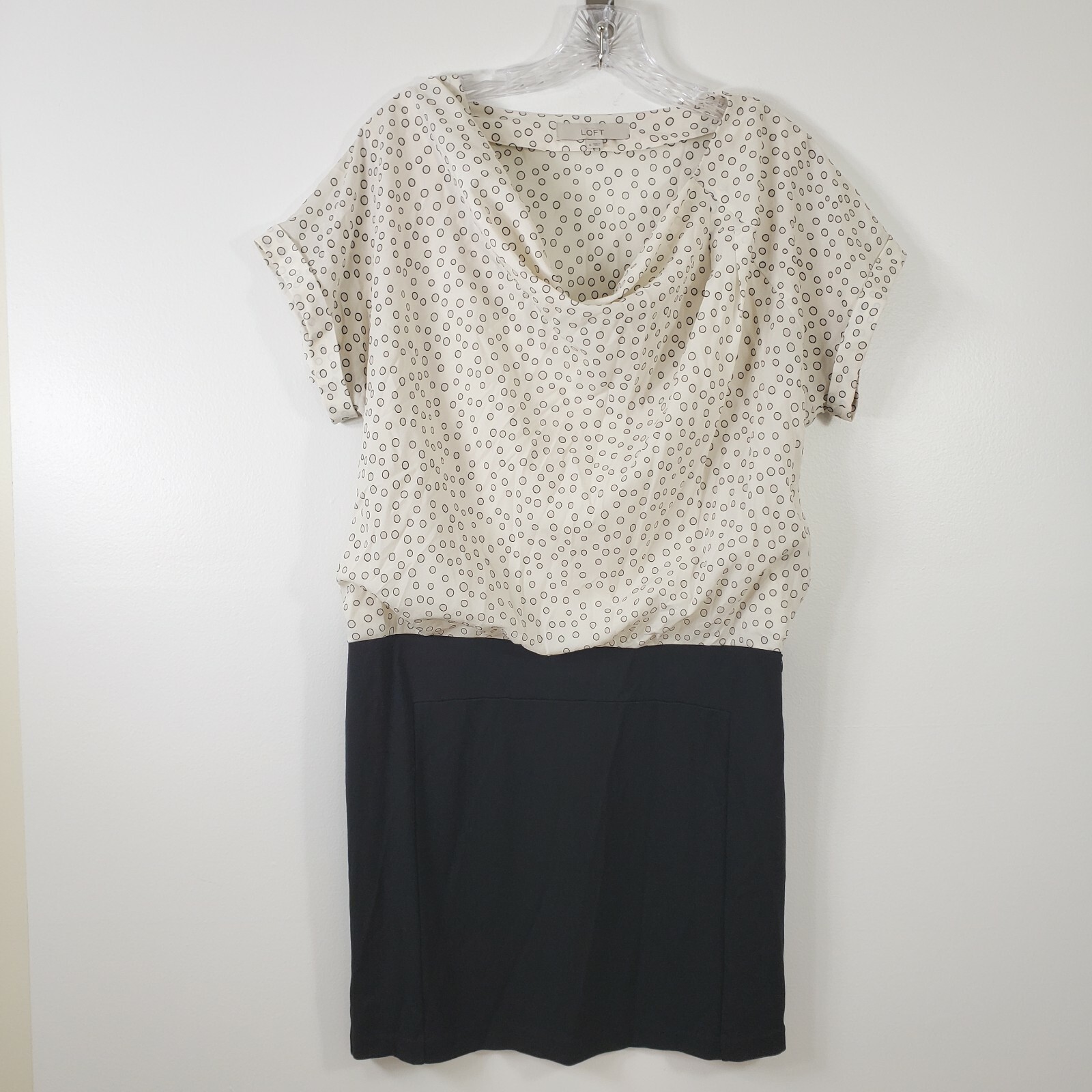 Ann Taylor LOFT Size 6 Women’s Circle Dot Chiffon Draped Bodice 2Fer Dress