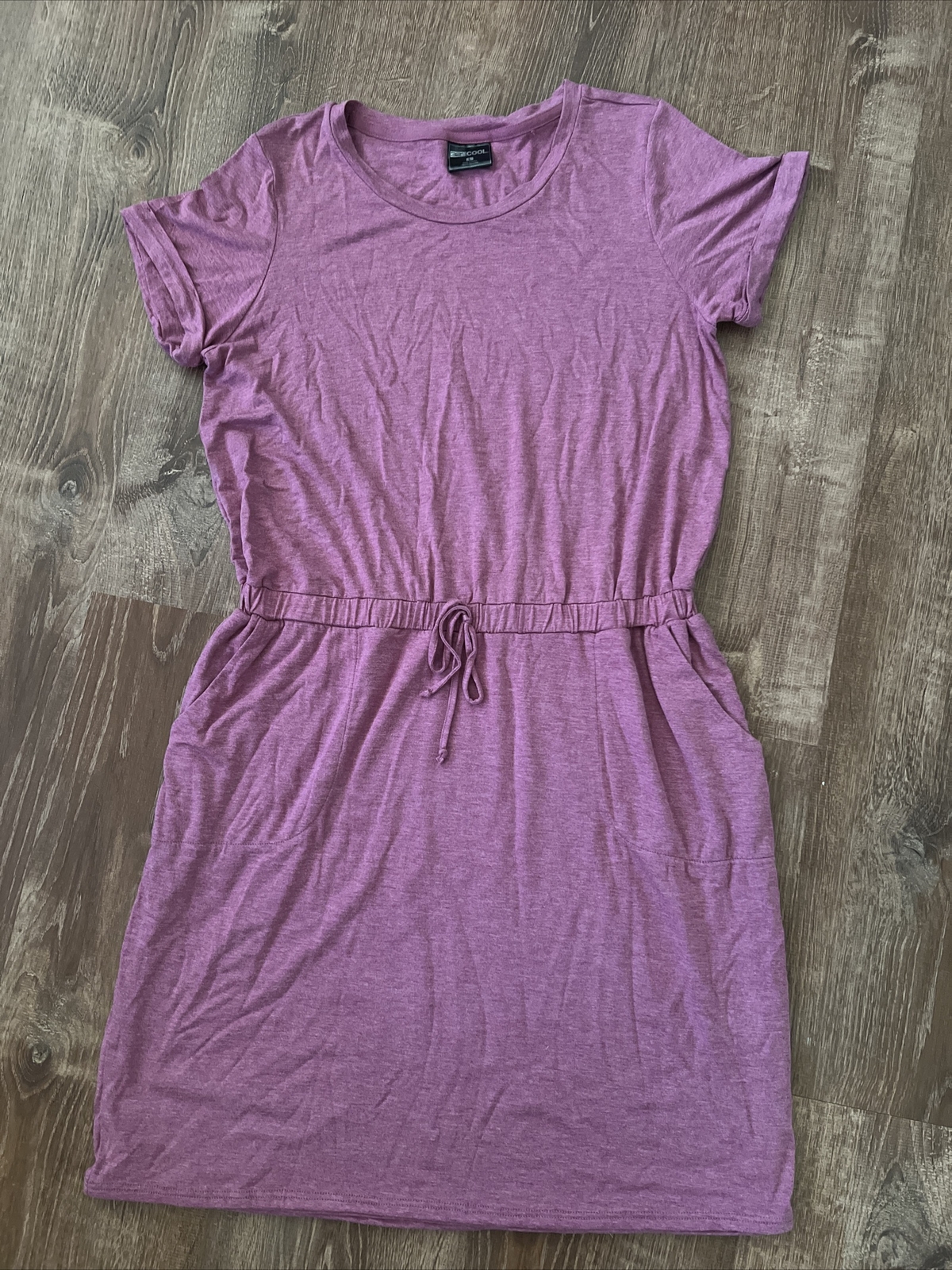 32 Degrees Cool Women Dress Size L Pink & Black Stretch Knit Cuffed Drawstring