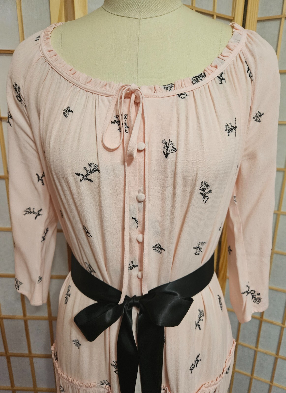 Patrizia Pepe Maxi Dress Abito Lungo Size 44 Embroidered Bohemian Beauty Pink