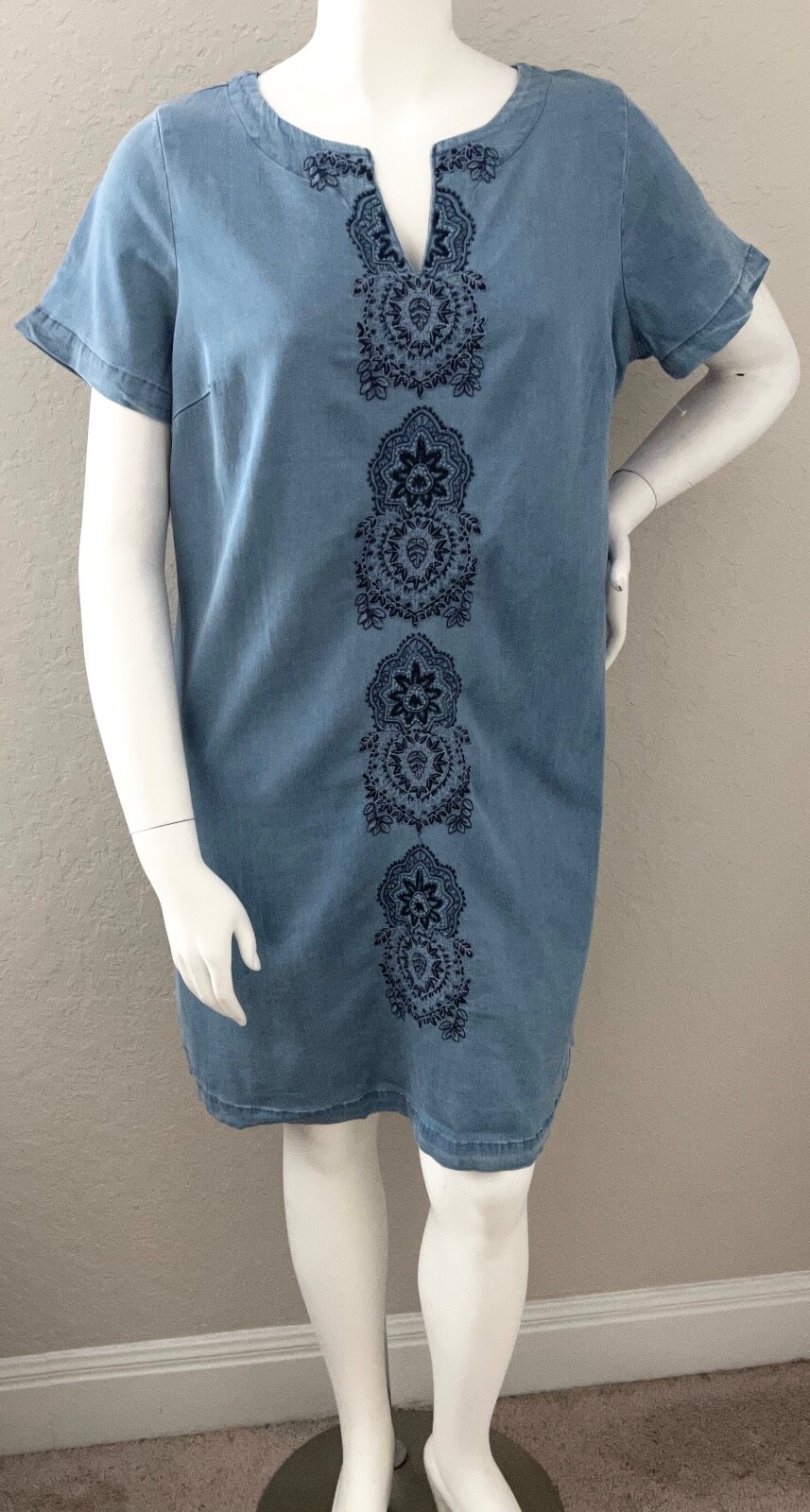 Westport Boho Embroidered Stretch Denim Dress Plus 14W 16W 18W 20W 22W 24W New!