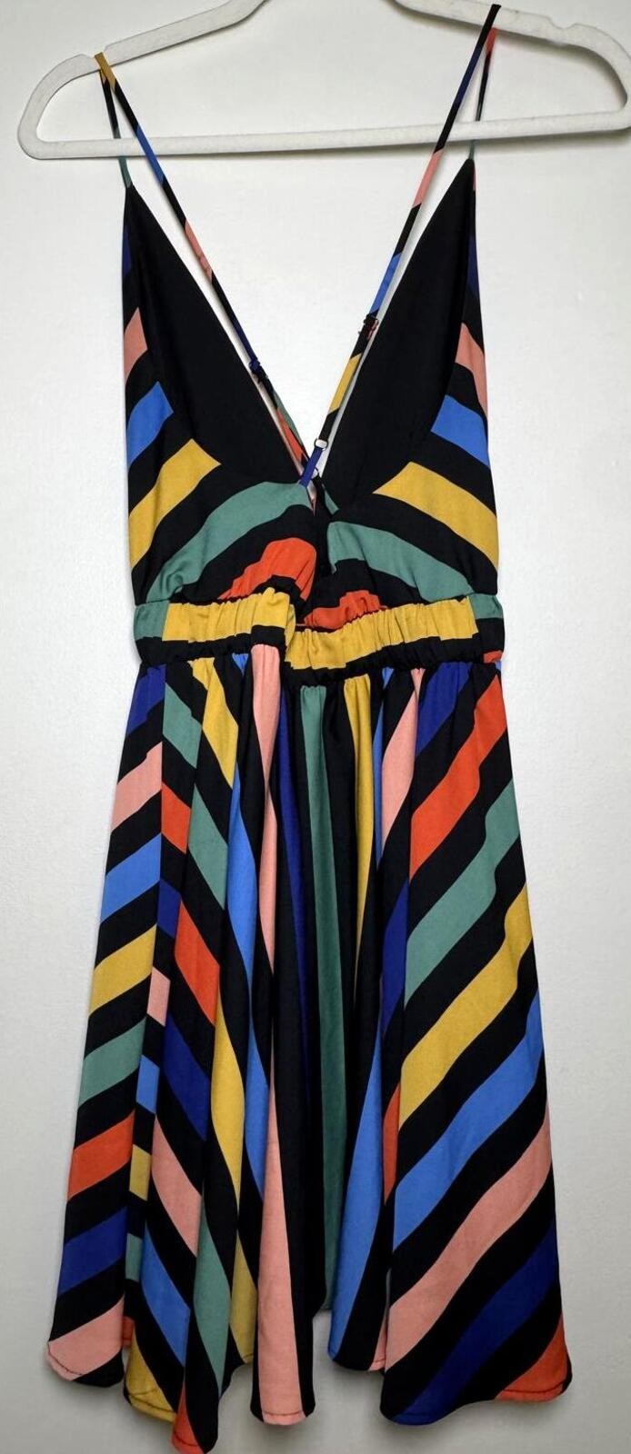 VICI Multi-Stripe Plunging Mini Dress – Small
