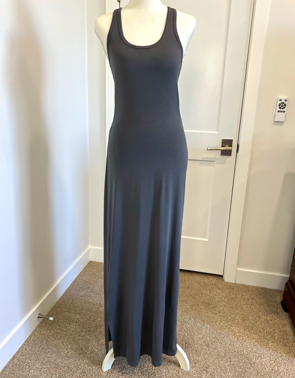 Hard Tail Women’s Size XS Gray Knit Scoop Neck Racerback Maxi Dress Stretch