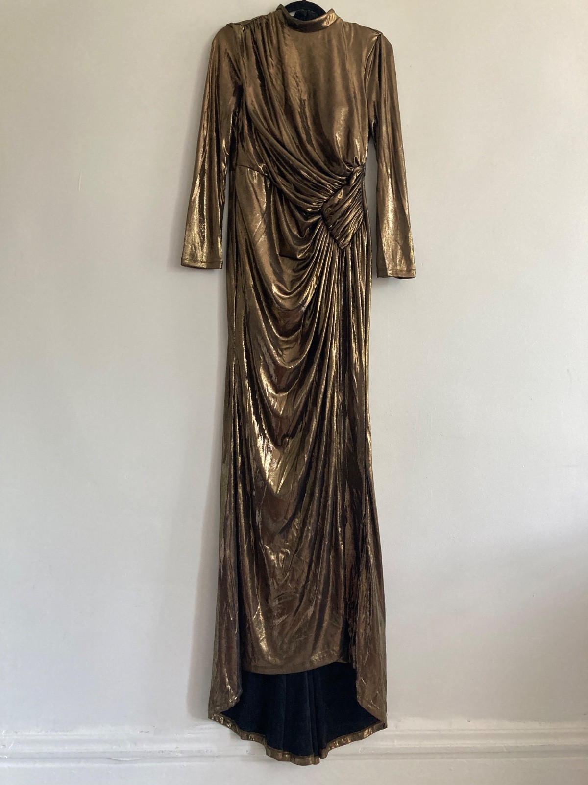Size L women Evening Dress Golden metallic gown ~LOWEST PRICE GUARANTEE