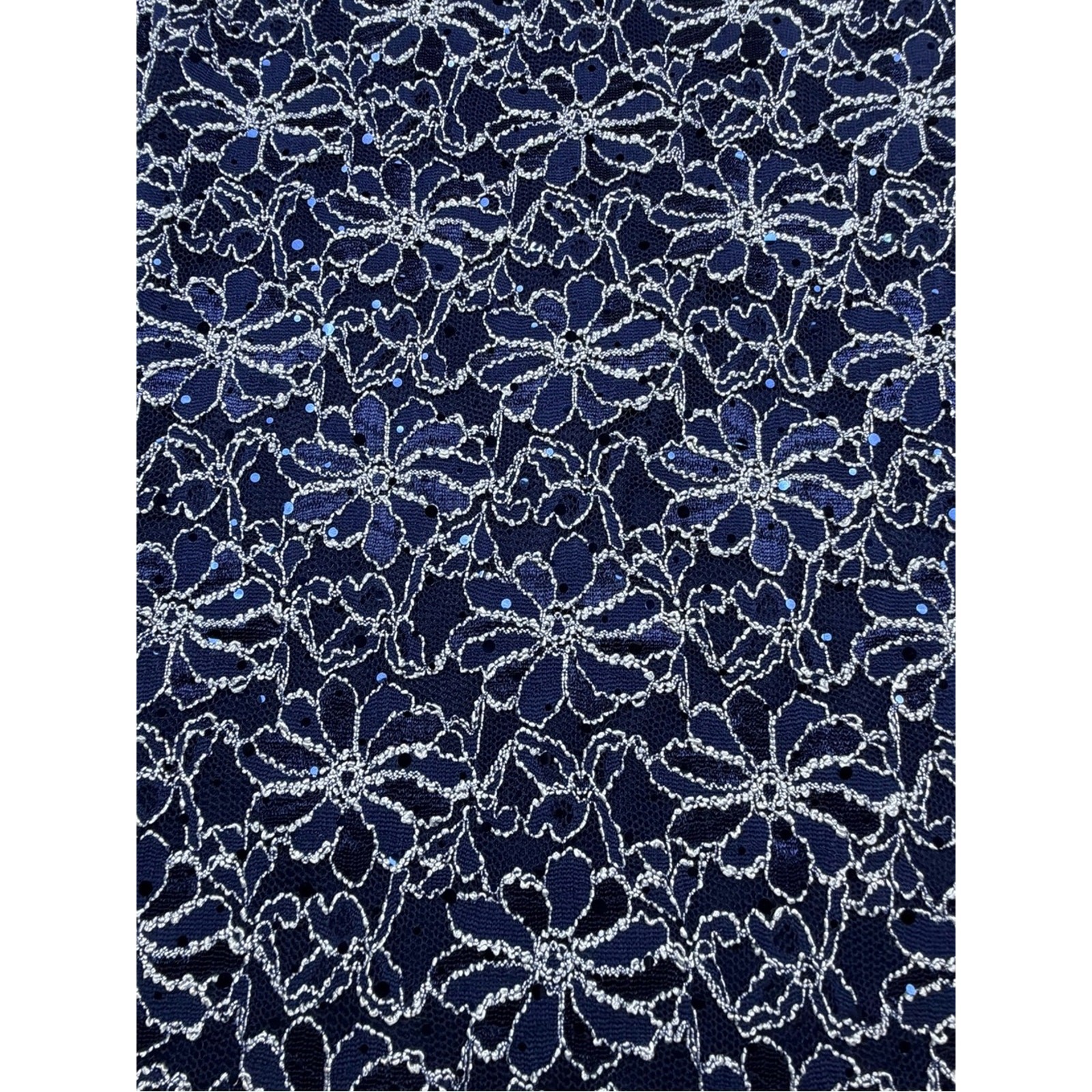 Roz & Ali Navy Blue Floral Lace Sequin Sheath Dress Size 6