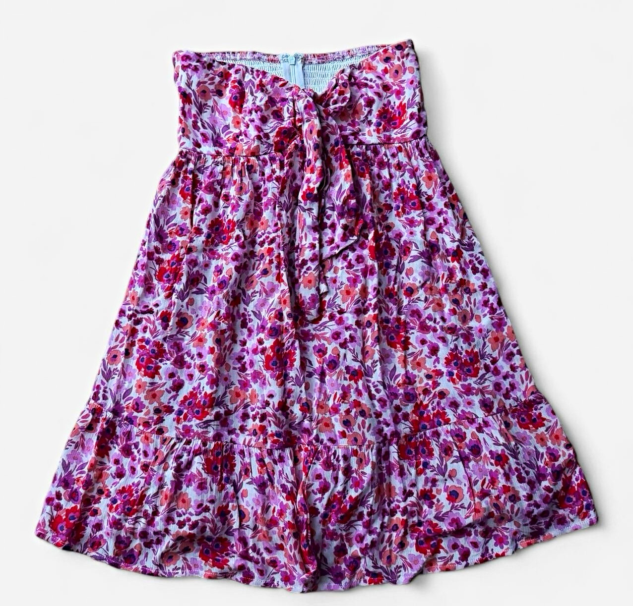 Purple Pink Red Floral Strapless top