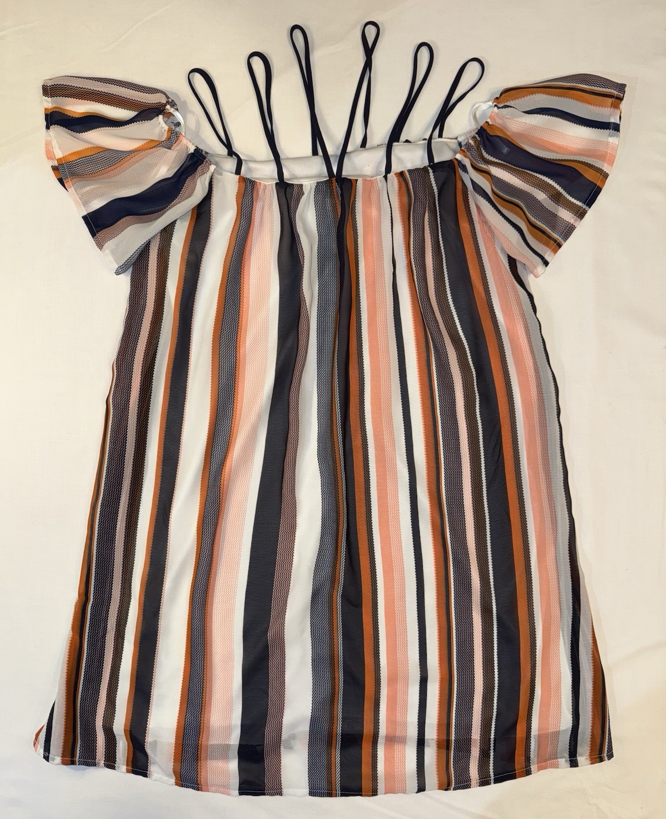 B DARLIN SUNDRESS With Strapes, Orange, Blue & White Stripes Junior Size 9-10