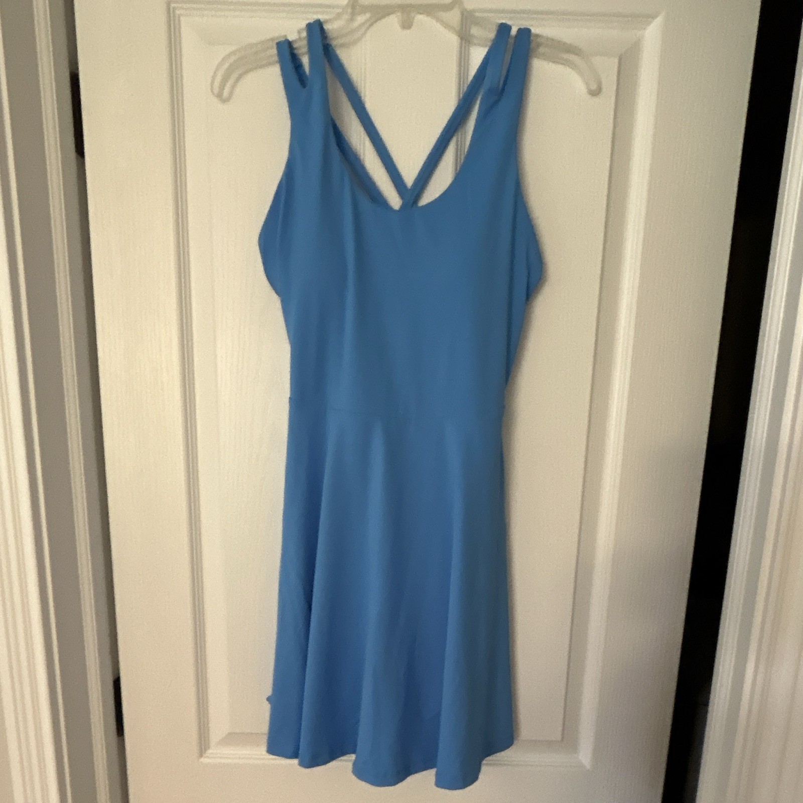 Fabletics Boost Performance Dress Blue Fit & Flare Dress Built-In Bra Pockets M