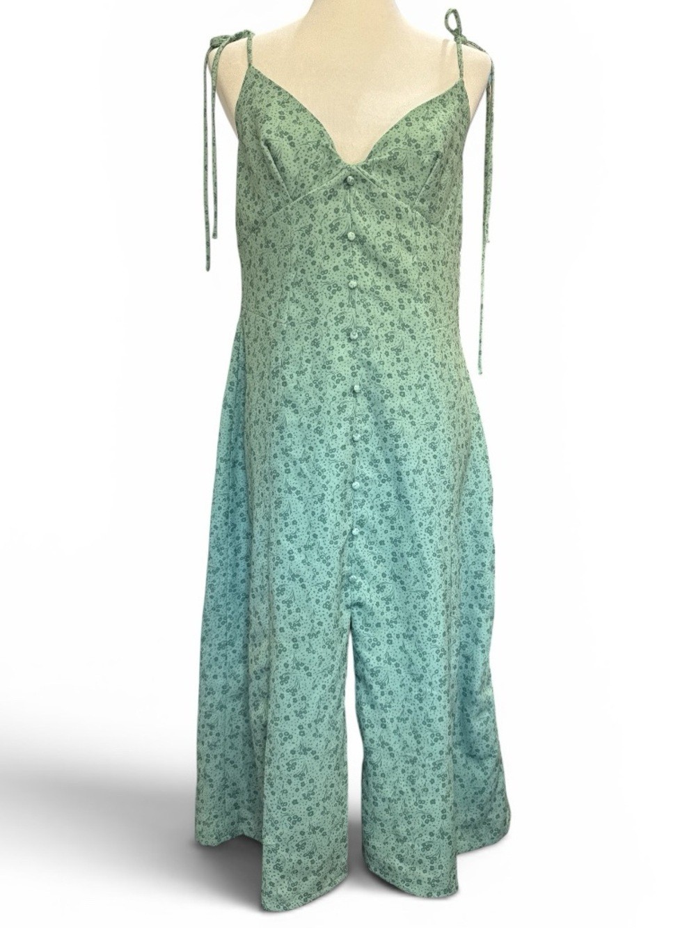 House of CB Mint Green Floral Tie-Strap Midi Dress
