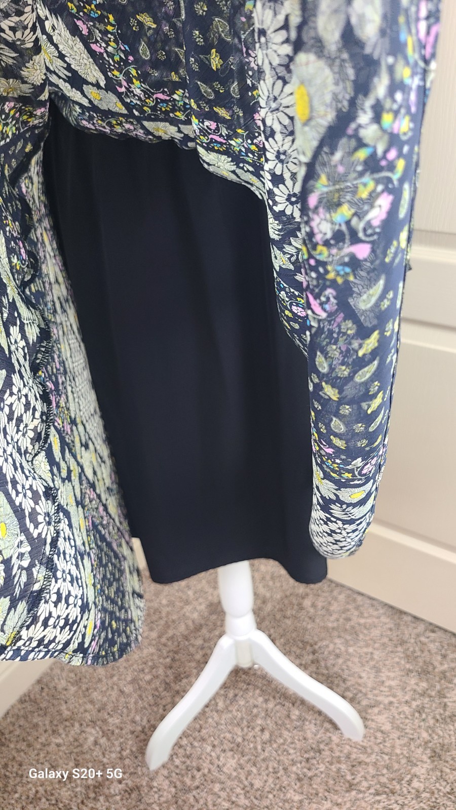 Sam Edelman Ruffle Handkerchief Midi Dress Mixed Patchwork Smoked Waist Size 10
