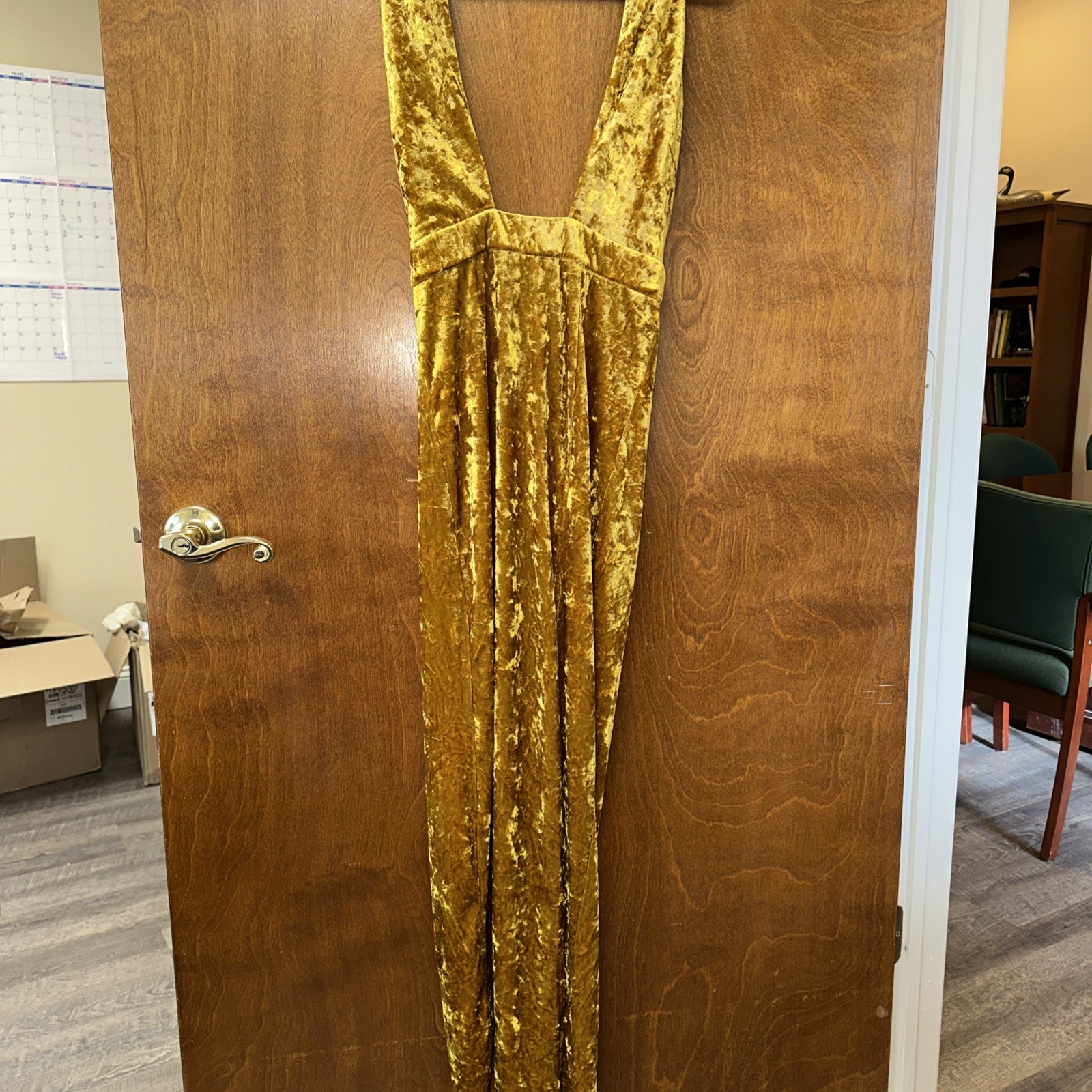 Lulus Crushing Yellow Gold Crushed Velvet Dress Small