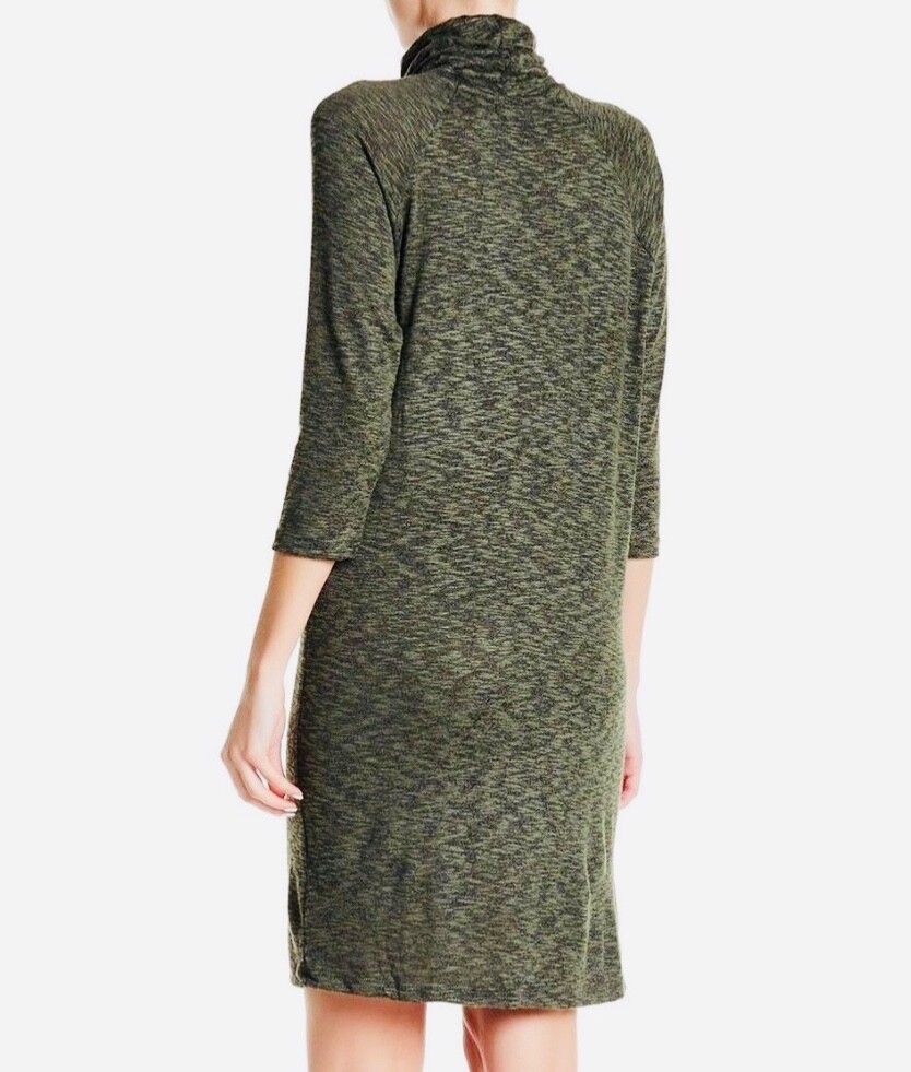Bobeau Woman’s Plus Size 1X Heather Green Bodycon Mock Turtleneck Dress NWT