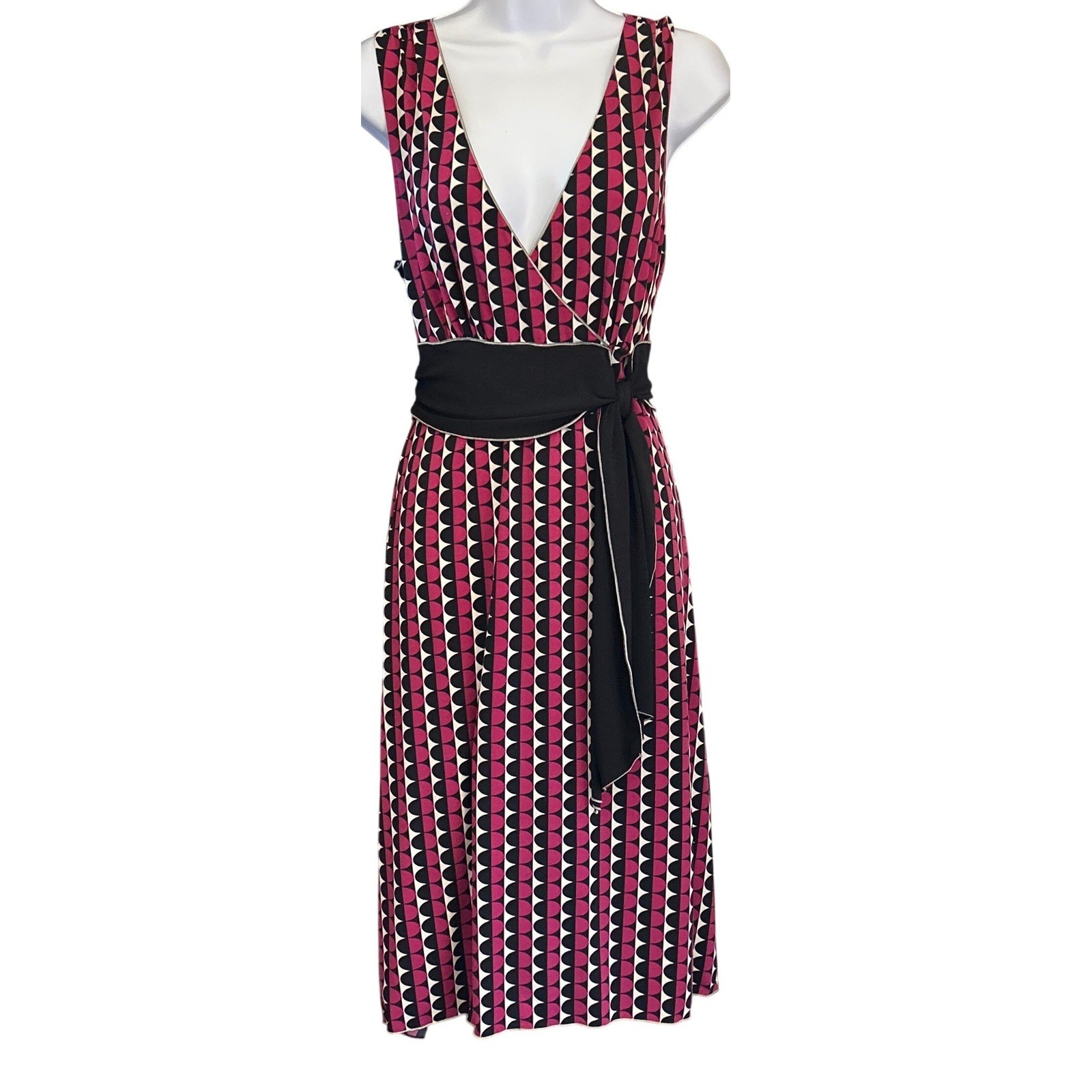 Vintage Y2K Max Studio Faux Wrap Dress Mod Geometric Retro Chic Modern Pop Art