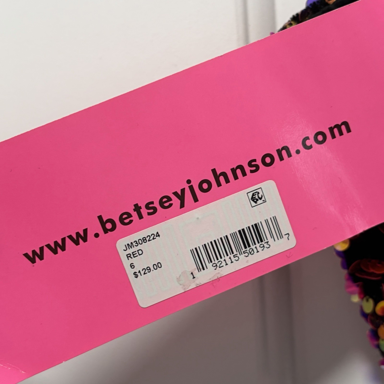 Betsey Johnson Sequined Velvet Strapless Mini Dress NWT size 6 Red Pink Black