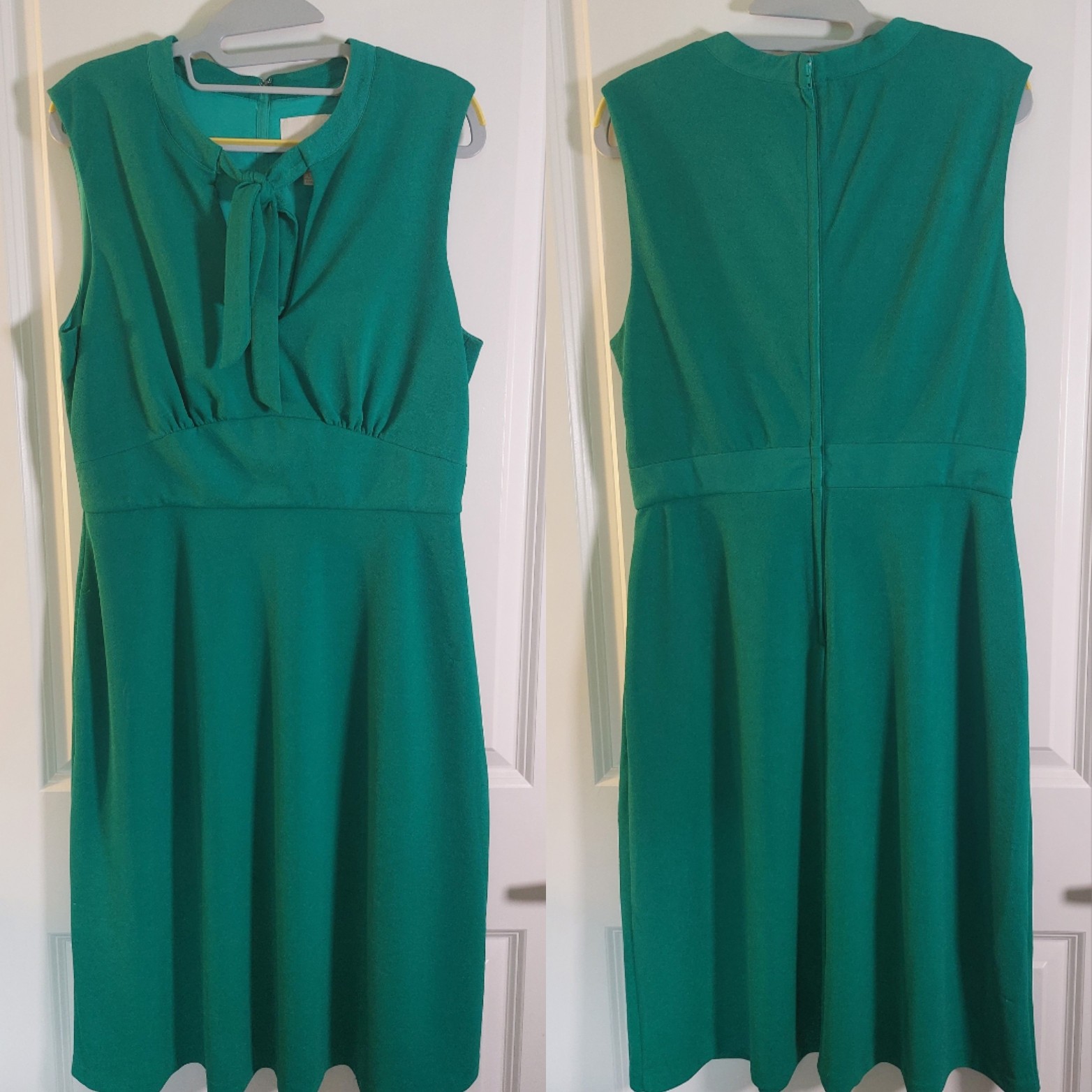 ModCloth “Ascot Front” Kelly Green Retro Fit & Flair Dress, Size Large women’s L