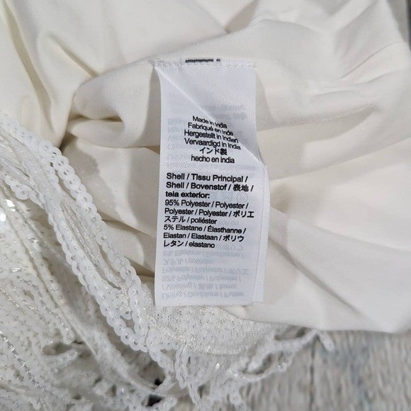 J. Crew Collection White Sequin Fringe Maxi Dress Formal Evening Gown Size 2
