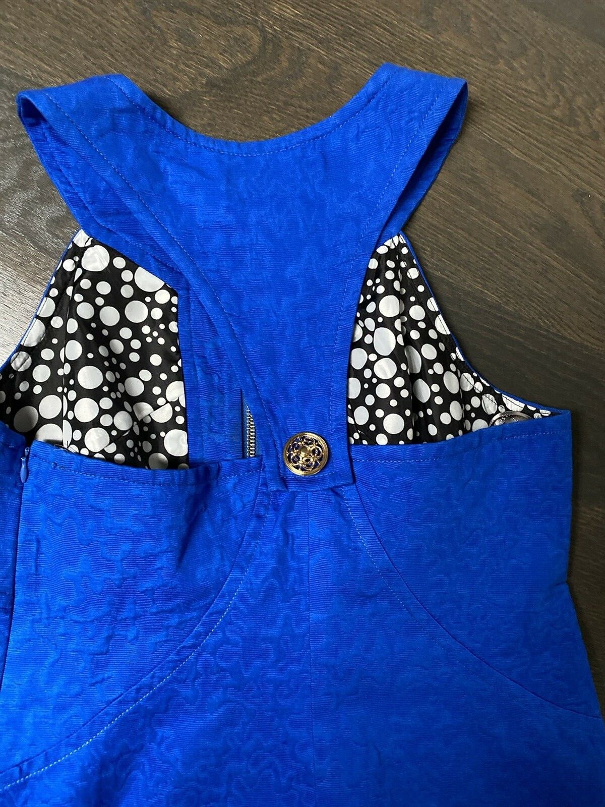 NWT~MUSE Royal Blue Textured Jacquard 100% Cotton Dress~8~Ret $159